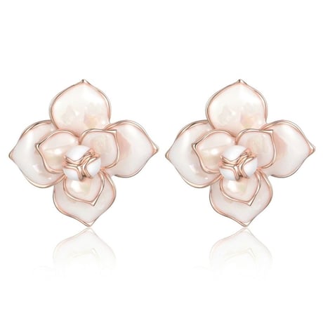 white flower  pink gold pierce/earring