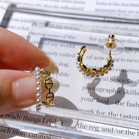 chain × pearl hoop  pierce