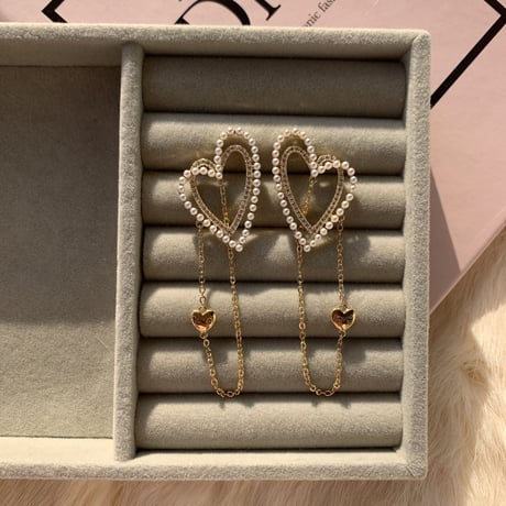 double heart chain love pierce