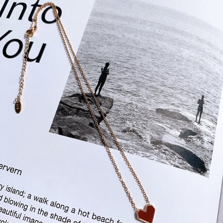heart pink gold necklace