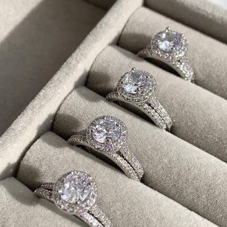 zirconia stone ring 2set