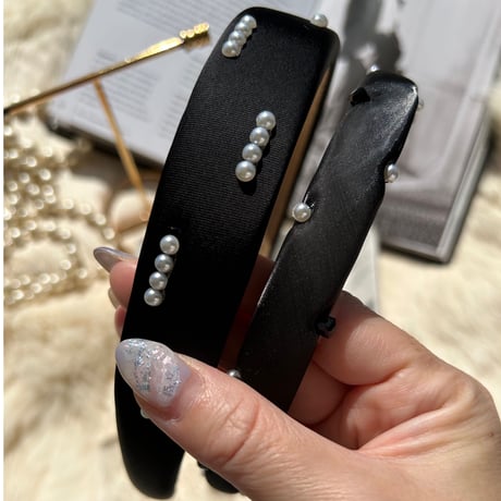 pearl black hair band