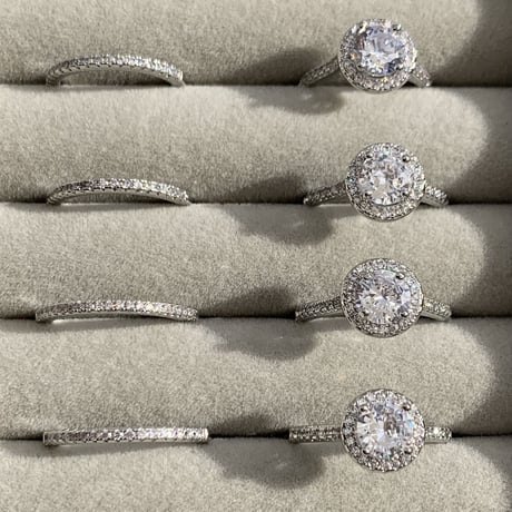 zirconia stone ring 2set