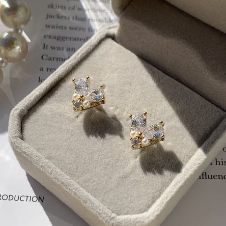 heart stone pearl mini pierce