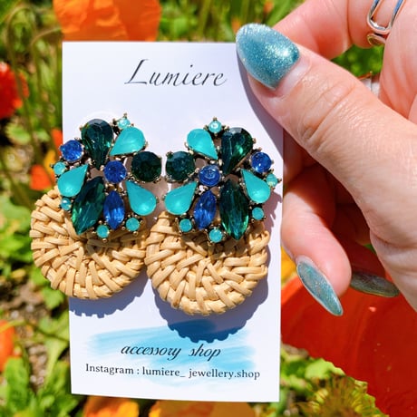 blue × green bijou lantern pierce