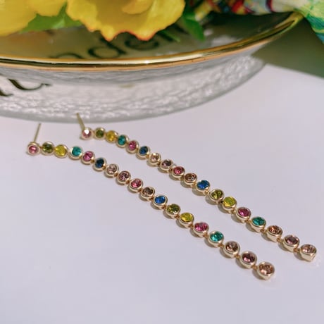 colorful stone long  pierce
