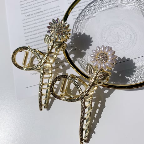 flower long hair clip