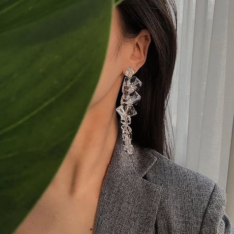 clear stone long pierce