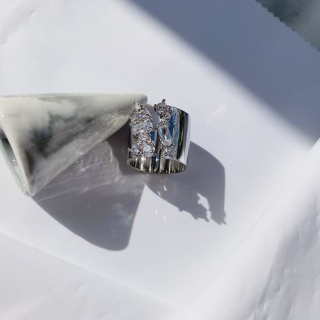 silver rent stone open ring