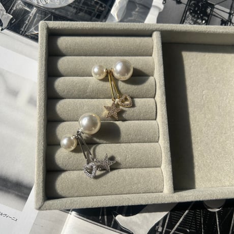 star × heart pearl catch pierce （片耳用）