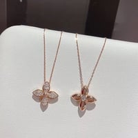 flower stone ping gold necklace