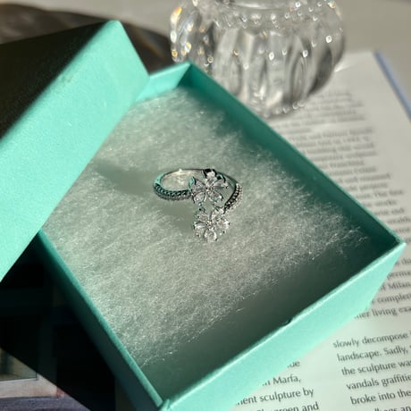 double flower stone open ring