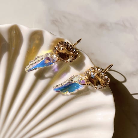 feather swarovski hook pierce