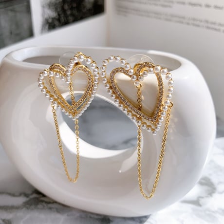 double heart chain pierce