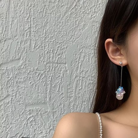 glas bowl × span flower long pierce/earring