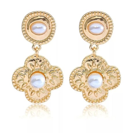 vintage flower gold pierce
