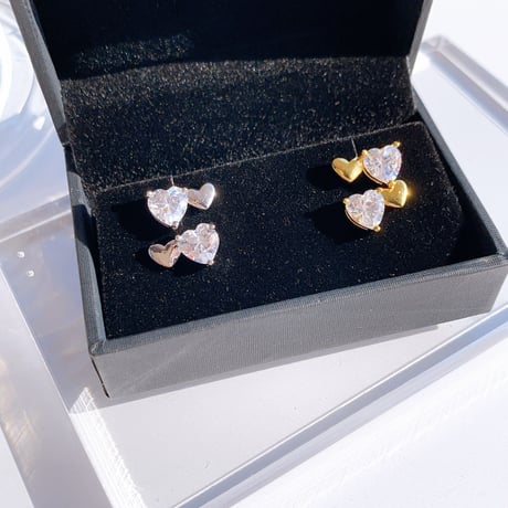double heart mini pierce