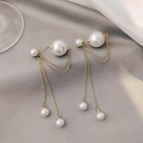 double pearl catch chain pierce