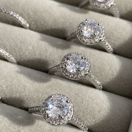 zirconia stone ring 2set