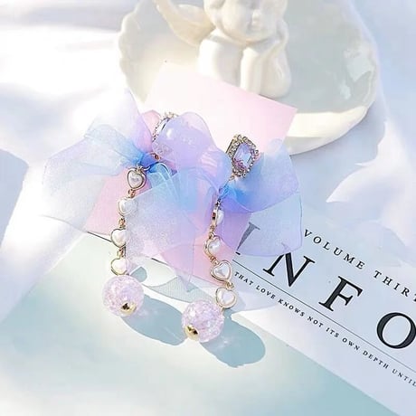 ribbon × heart purple bowl pierce