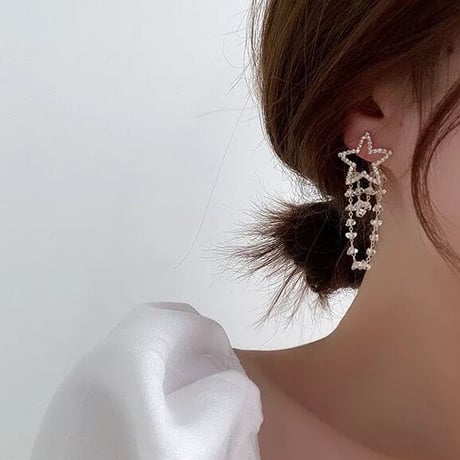 star × clear stone chain pierce