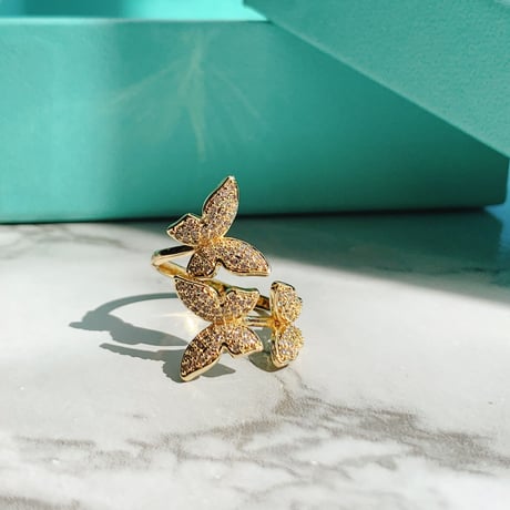 butterfly  stone open ring