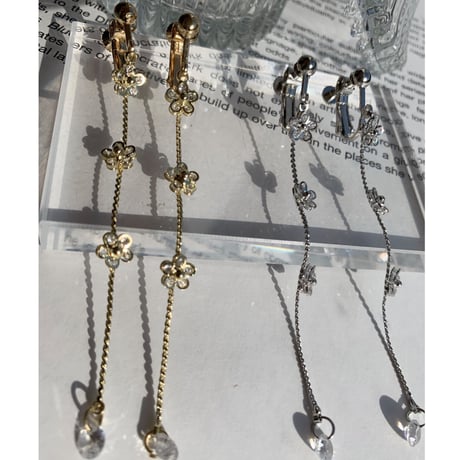 flower stone long chain earring