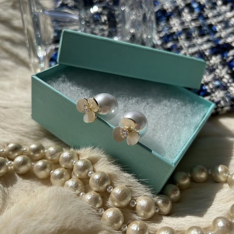 shell flower pearl catch 2way pierce
