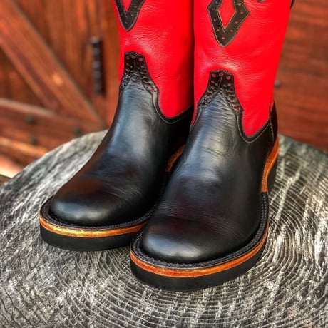 RIOS of MERCEDES / Crepe Sole Roper Boots(BLACK/RED)