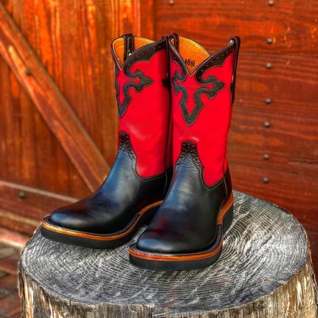 RIOS of MERCEDES / Crepe Sole Roper Boots(BLACK/RED)