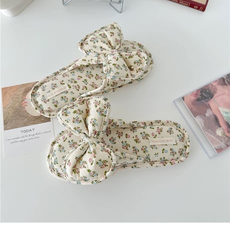 【一部即納】ビンテージフラワーribbonルームシューズ