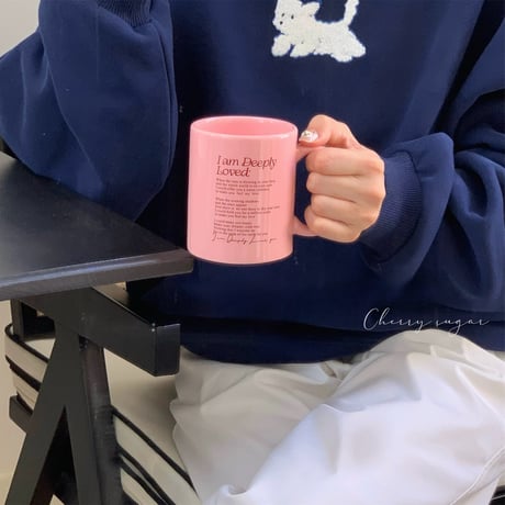 lettering pink マグカップ