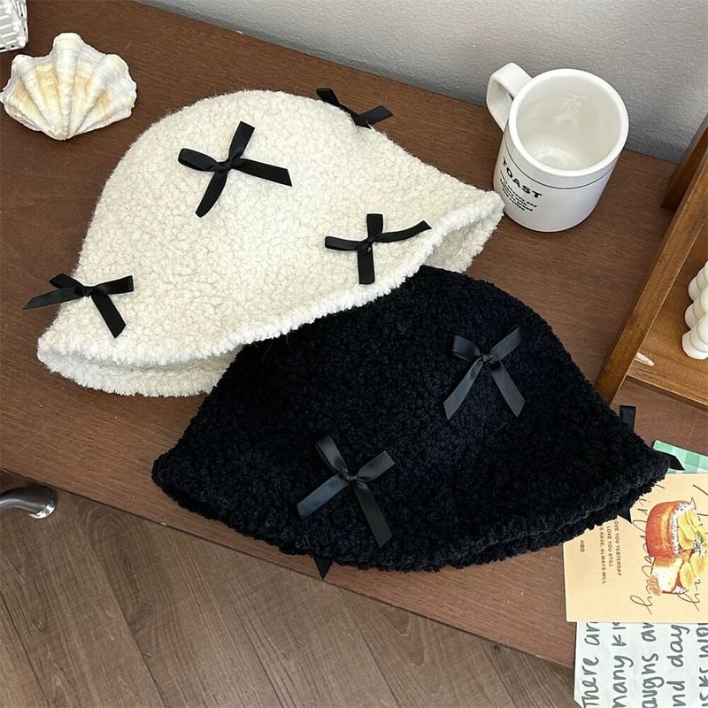 ミニリボン ボアバケットハット | Cherry Sugar