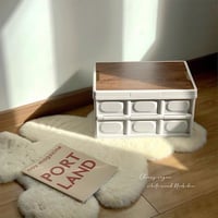 ホワイトとウッドのブロック収納BOX【Sサイズ】