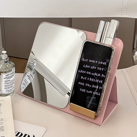 収納付きスマホスタンドミラー