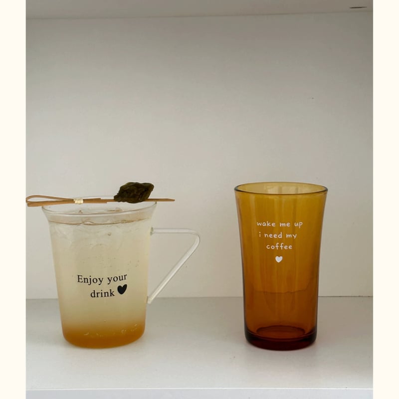 即納】クリアブラウンレタリンググラス | Cherry Sugar