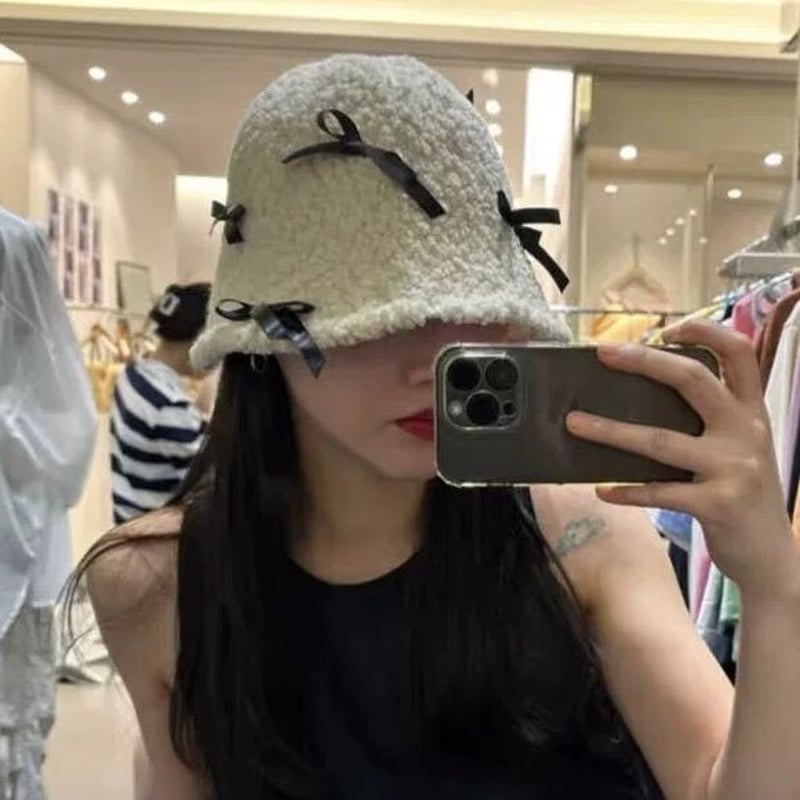 リボン付き黒バケットハット Re:EDIT（リエディ）の「2WAYリボン付きバケットハット（ハット）」 - WEAR