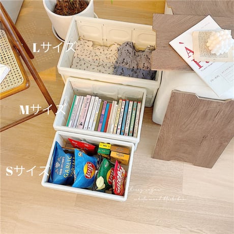 ホワイトとウッドのブロック収納BOX【Sサイズ】
