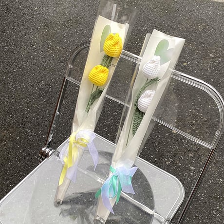 チューリップニットのラッピングフラワー
