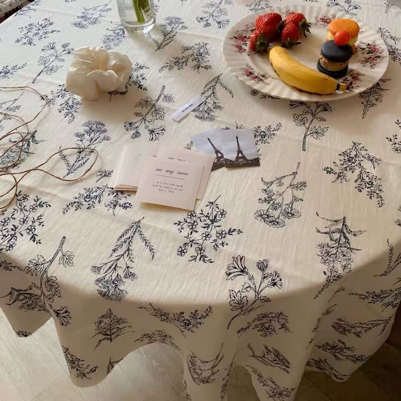 コットンのシンプルフラワーテーブルクロス | Cherry Sugar
