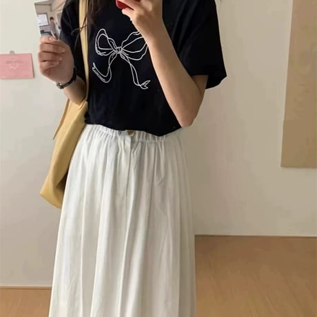 【即納】ホワイトリボンTシャツ