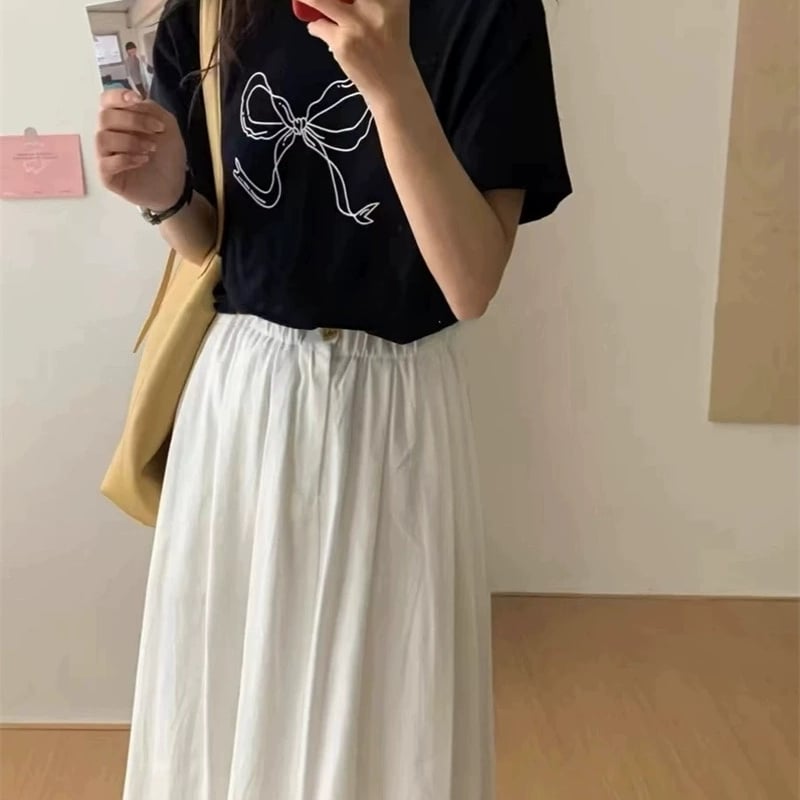 即納】ホワイトリボンTシャツ | Cherry Sugar
