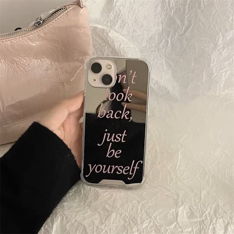レタリングpinkミラーiPhoneケース"just be yourself"