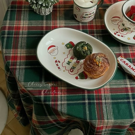 【一部即納】クリスマスチェックのテーブルクロス