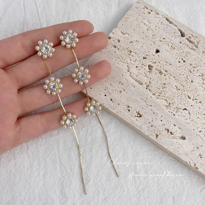 薔薇ビジュー♡じゃらじゃらピアス/イヤリング✩*¨ ジャラジャラ