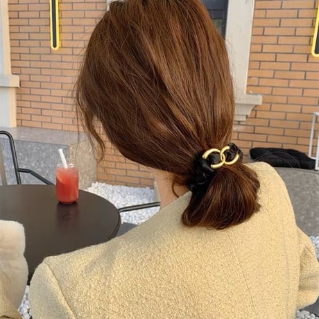 【即納】クロスCブラックヘアシュシュ