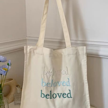 刺繍レタリングトートバッグ"beloved"