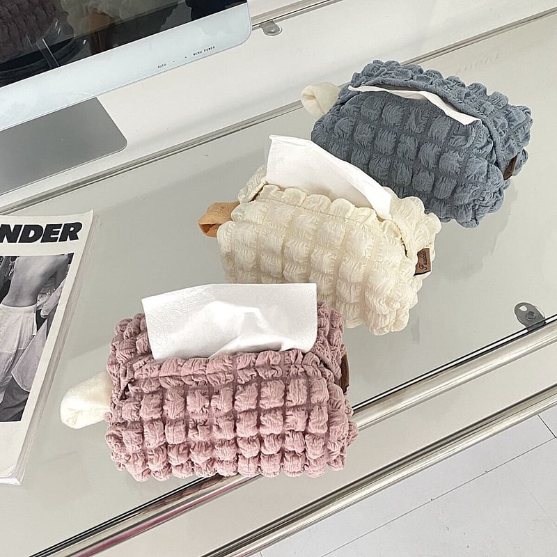 ティッシュケース☆hand made YUWA綿麻スラブ さくらんぼ＆ドット柄 ティッシュケース☆hand made YUWA綿麻スラブ さくらんぼ