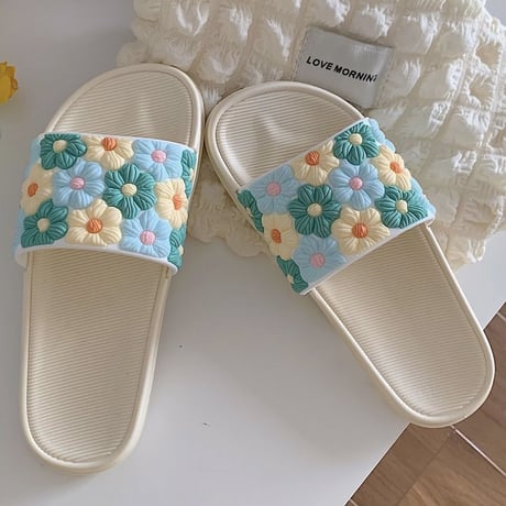 フラワーデザインカラフルルームシューズ