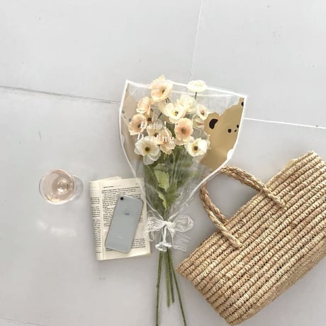 くまさんラッピングの造花のブーケ
